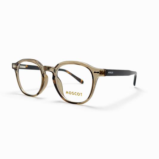 Grey Transparent Full Rim Round Eyeglasses - Moscot