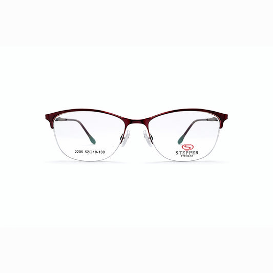 Maroon Half Rim Cat Eye Eyeglasses - Stepper