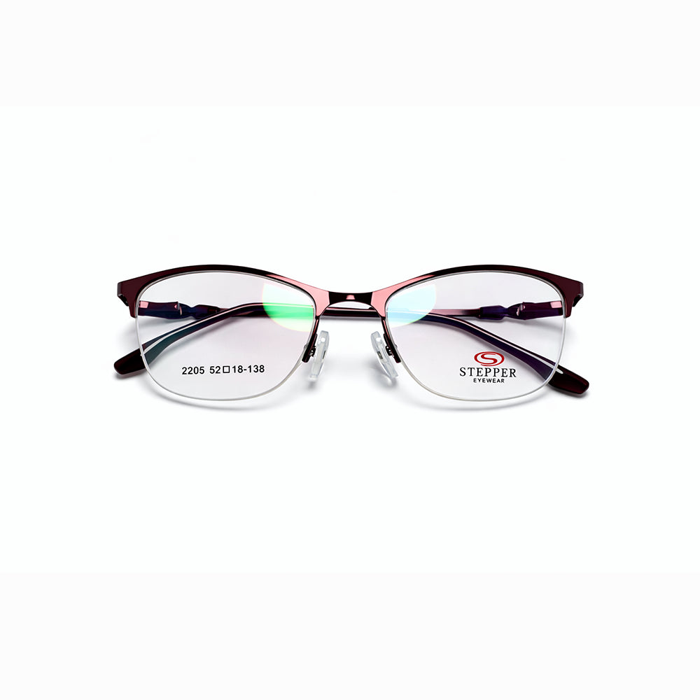 Maroon Half Rim Cat Eye Eyeglasses - Stepper
