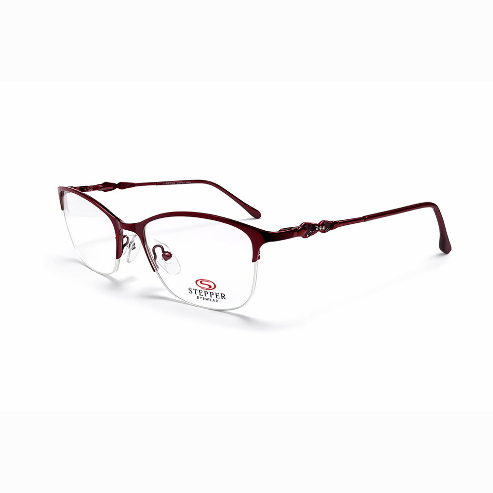 Maroon Half Rim Cat Eye Eyeglasses - Stepper