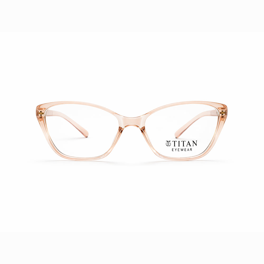 Peach Transparent Full Rim Cat Eye Eyeglasses - Titan