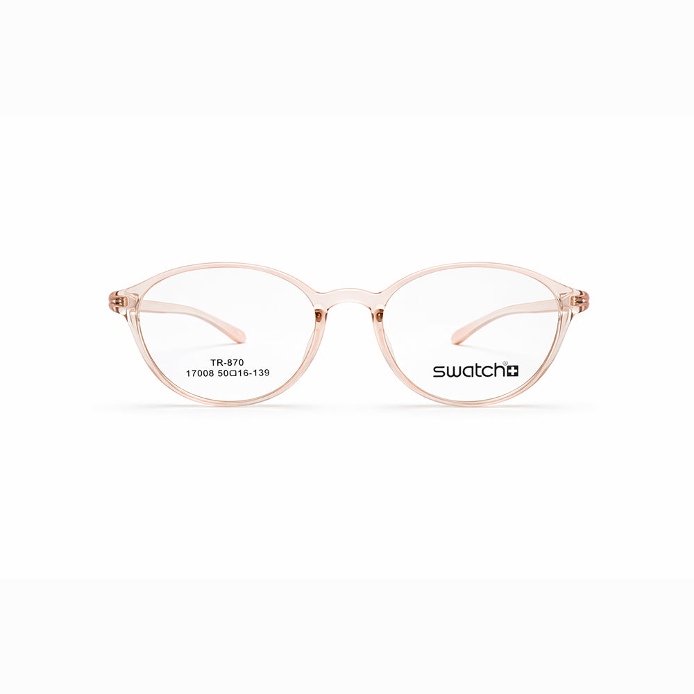Pink Transparent Full Rim Round Eyeglasses - Swatch