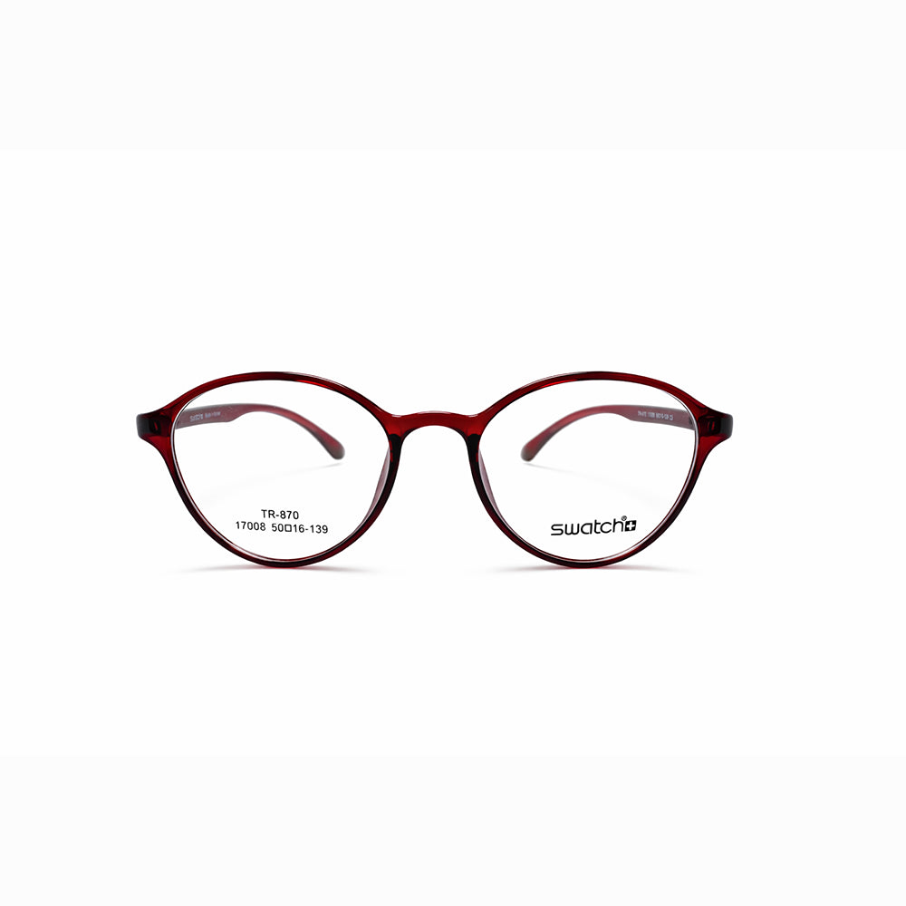 Red Full Rim Round Eyeglasses - Swatch