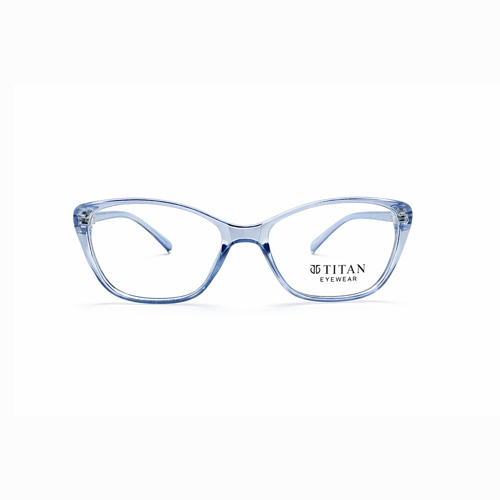 Sky Blue Transparent Full Rim Cat Eye Eyeglasses - Titan
